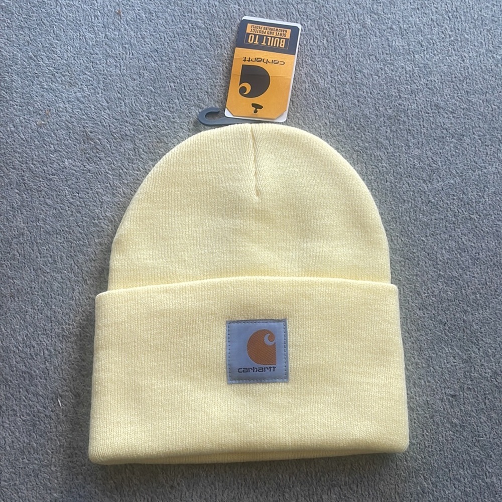 - ❤️NEW❤️ RARE  YELLOW Carhartt watch Beanie New with Tags - Picture 3 of 7
